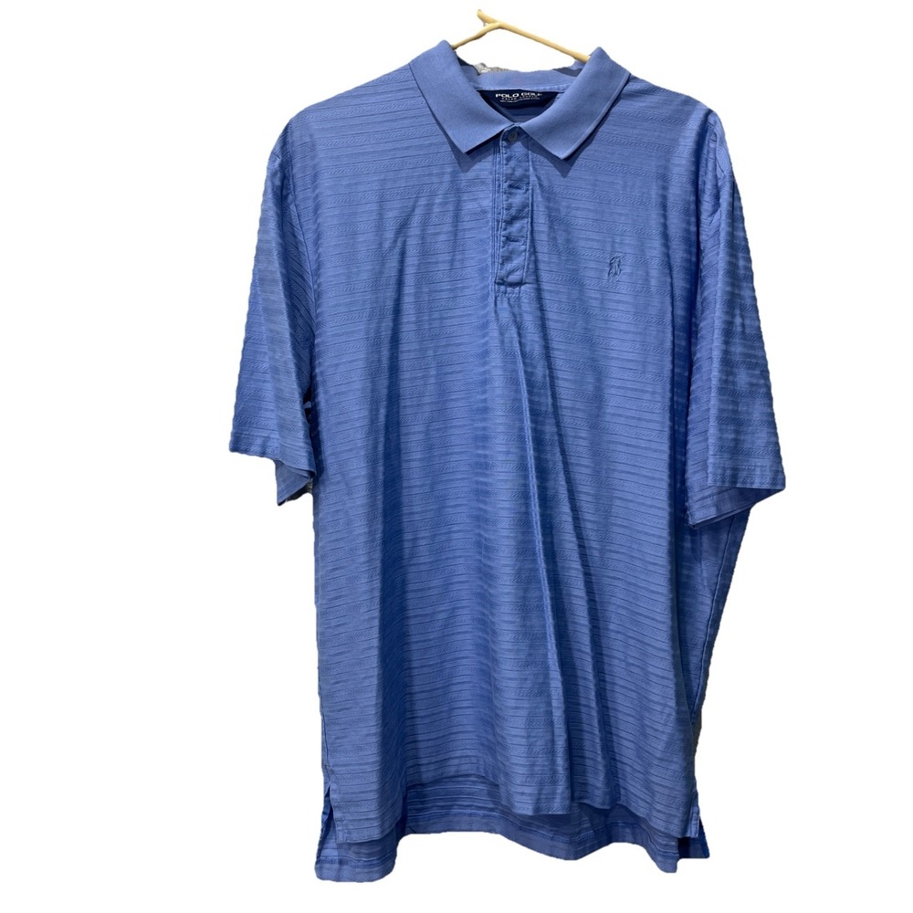 Polo Golf Ralph Lauren Polo Men XL Blue Pima Cotton Textured Stripe Short Sleeve